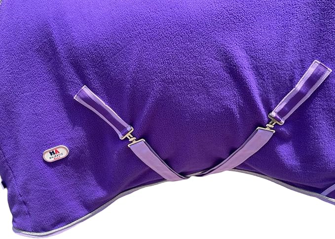 Majestic Ally Anti Pill Fleece Horse Blanket/Sheet with Silver Braided Rope (Purple, 82)