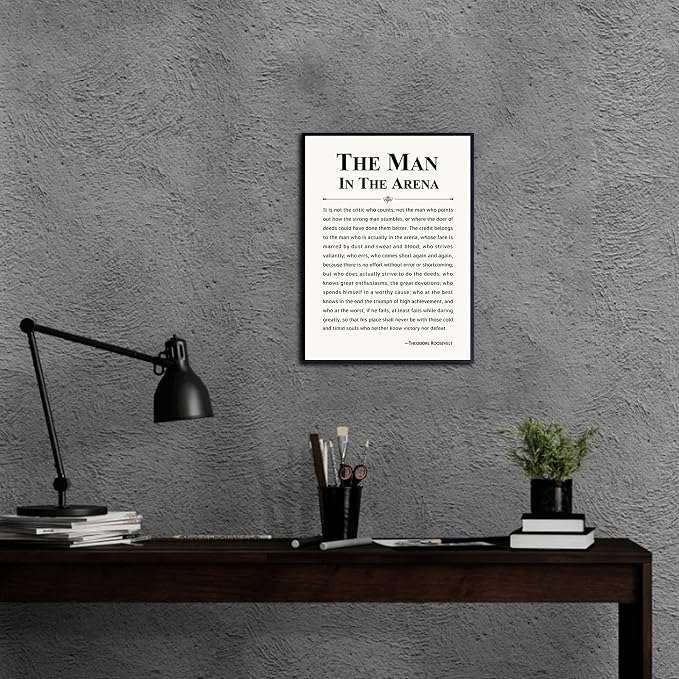 Howwii Inspirational Wall Art Office Decor The Man in the Arena Motivational