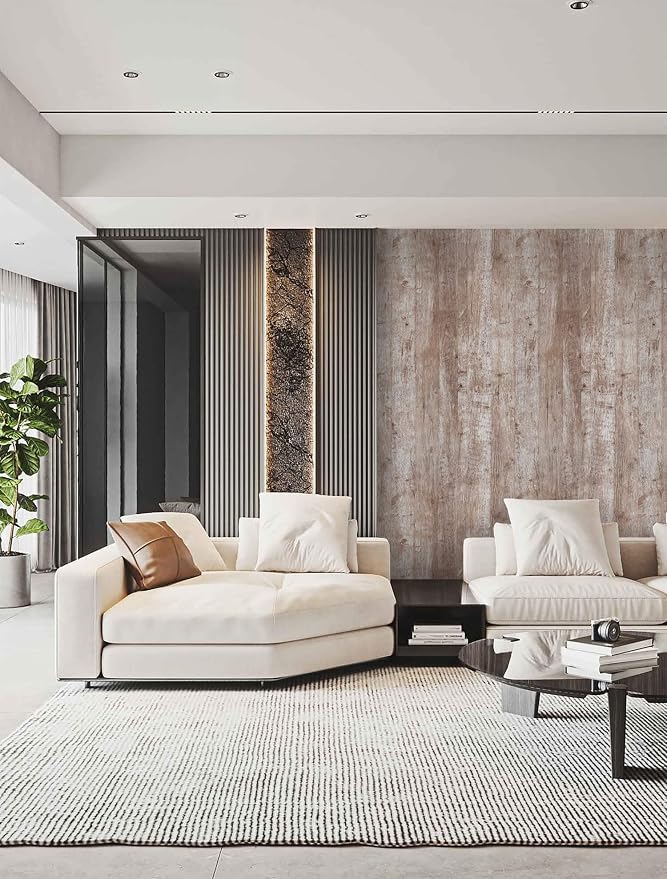 Dimoon 236"x17.7'' Wood Contact Paper Brown Grey Dark Wood Wallpaper Gray Brown