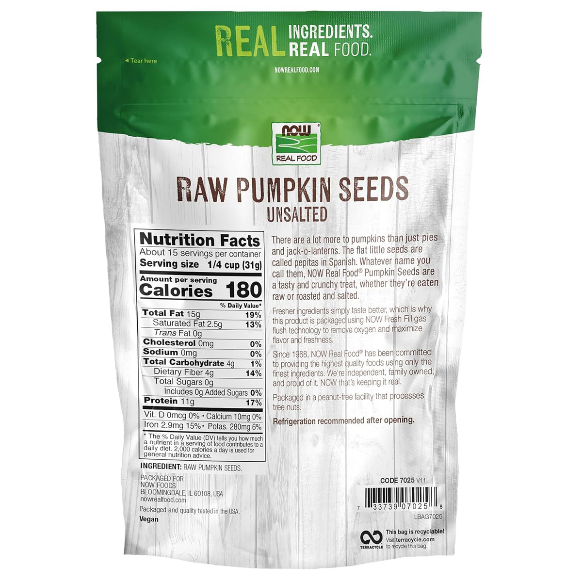 NOW Foods, Pumpkin Seeds, Raw and Unsalted, Essential Fatty Acids, Rich in Iron, Excellent Source of Protein, Certified Non-GMO, 1-Pound (Packaging May Vary)