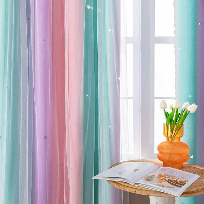 XiDi Kids Room Decor for Girls Bedroom, Girls Room Curtains Windows Wall Drapes
