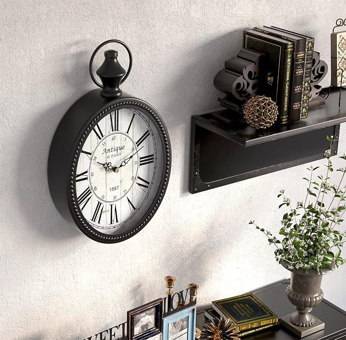 Menterry Small Retro Oval Wall Clock, Antique Old Design, Battery Operated