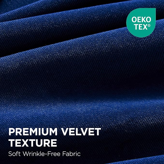 Joydeco Royal Blue 100% Blackout Curtains 120 Inch 2 Panels, Luxury Thermal Royal Blue Velvet Curtains for Bedroom Living Room, Soundproof Blackout Window Drapes, Rod Pocket & Back Tab (52W x 120L)