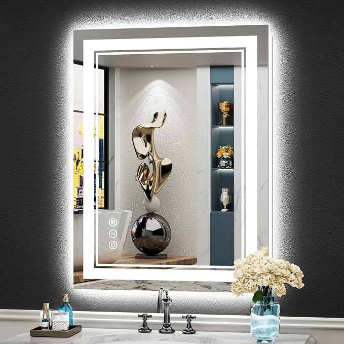 24x32 LED Bathroom Mirror with Lights, Backlit and Front Lit Anti-Fog Lighted