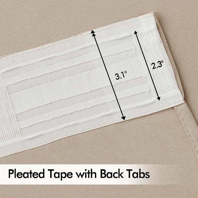 MIULEE Taupe Back Tab Blackout Curtains 120 Inch Long 2 Panels Set