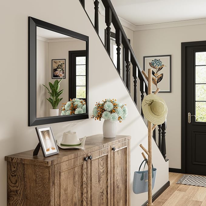 Briivue 40x38 Inch Black Bathroom Mirror
