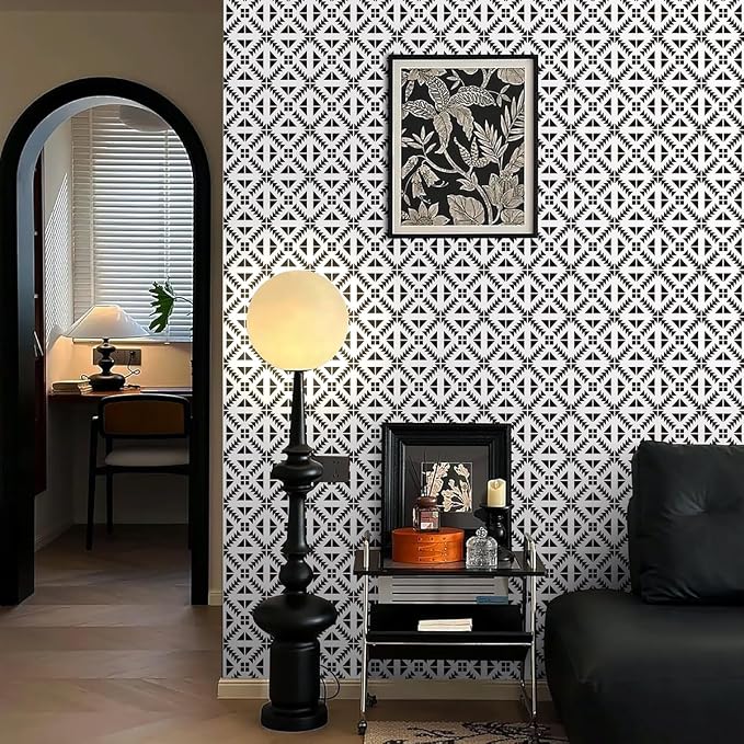 Jeweluck Black and White Peel and Stick Wallpaper Black and White Removable