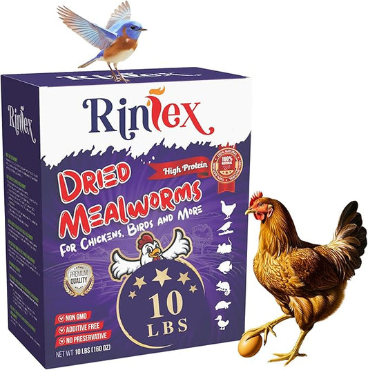 Dried Mealworms 10 lbs - More Protein Than Black Soldier Fly Larvae for Chickens (BSFL) - Wild Bird Seed for Outside Feeders - Worms for Chickens, Wild Birds, Bluebirds, Woodpeckers