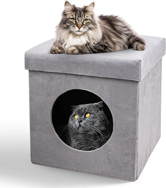 ASPCA-Indoor Cat Condo for Small Cats | Cozy Cat House for Indoor Cats & Kittens | Washable & Foldable | Compact Cat Houses & Condos for Play, Rest & Privacy | Easy to Assemble |12.5" x1.3.4"