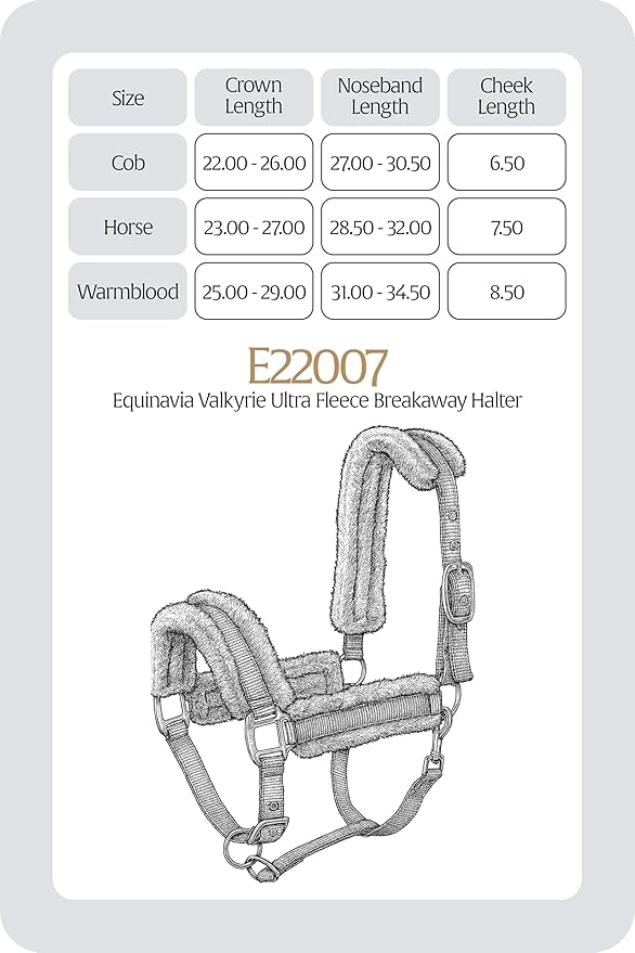 Equinavia Valkyrie Ultra Fleece Breakaway Horse Halter | Padded Fleece Adjustable Safety Halter with Nylon Webbing - Forever Blue/White - Cob