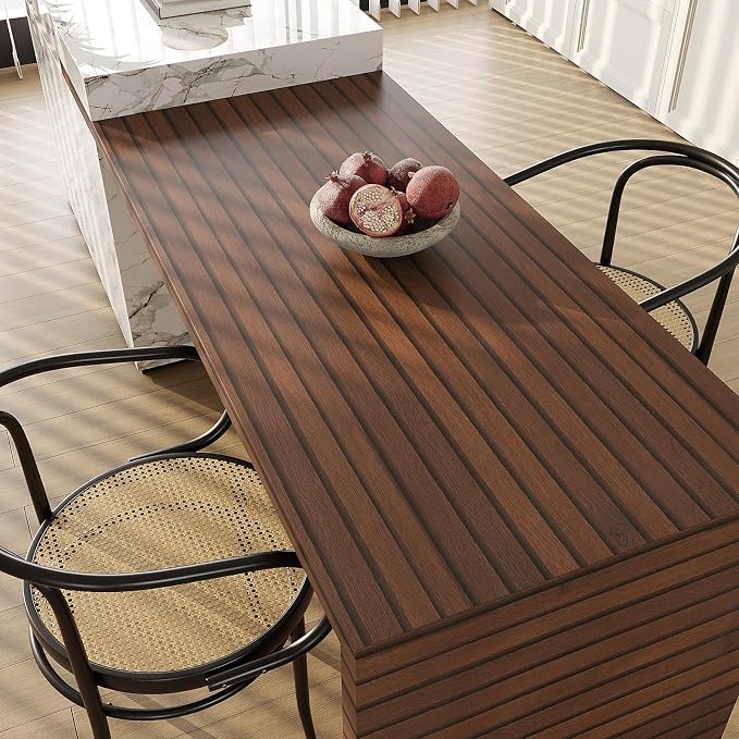 VEELIKE Wide Dark Walnut Wood Slat Peel and Stick Wallpaper Wood Contact Paper