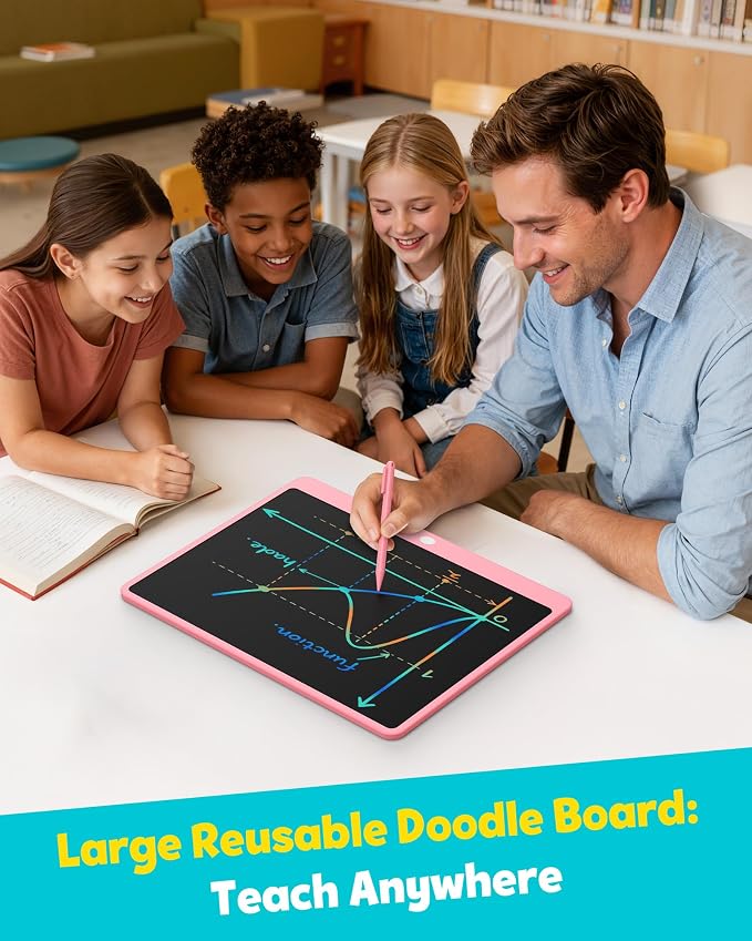 LCD Writing Tablet for Adults, Large Doodle Board, 16 Inch Colorful Drawing Tablet Writing Pad, Toddler Toys for 3 4 5 6 7 8 9 Year Old Girls Boys Teen, Birthday Gifts for Kids (Pink)