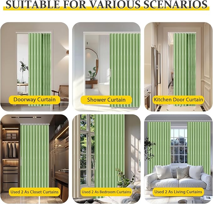 AJAZZ 100% Blackout Magnetic Door Curtain Accordion Doors Interior Folding