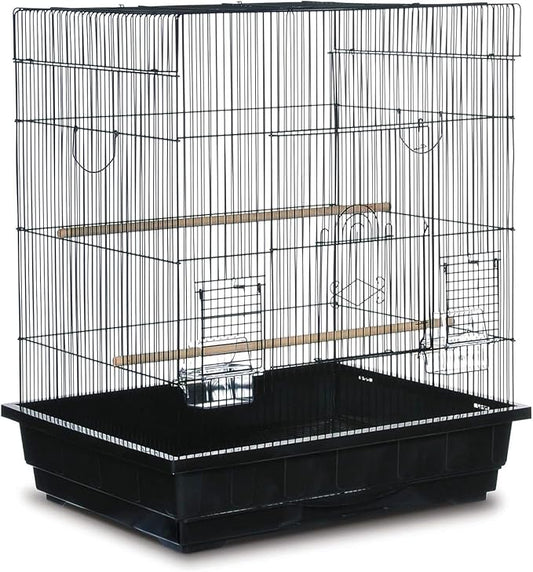 Artisanal Attic Square Roof Bird Cage with Unique Square Roof Design, Durable Construction, Spacious Interior White