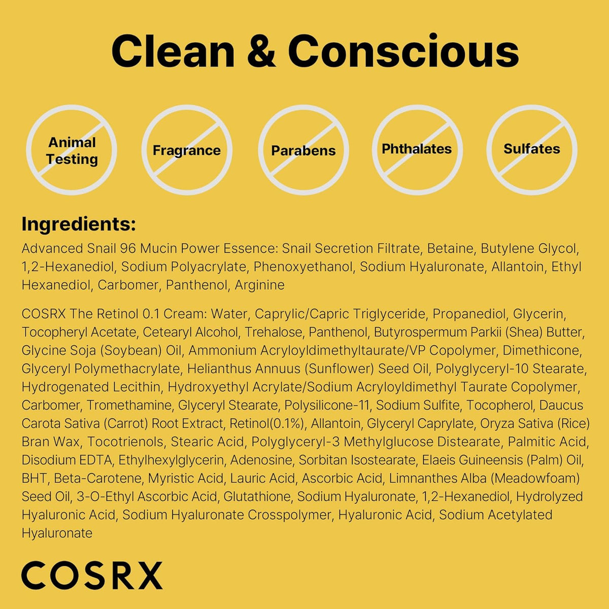 COSRX Snail 96% Mucin Power Essence 2ea & Retinol 0.1% Cream Mini Sample 1ea, Glass Skin Starter Set, Amazon Exclusive, Daily Hydrating & Firming Korean Skin Care Kit, Gift Set
