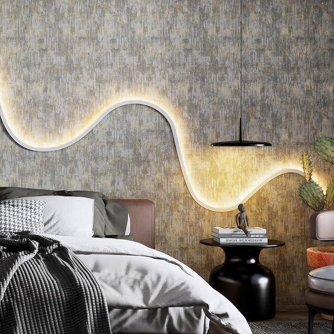 JiffDiff Vintage Metallic Peel and Stick Wallpaper Self Adhesive Industrial