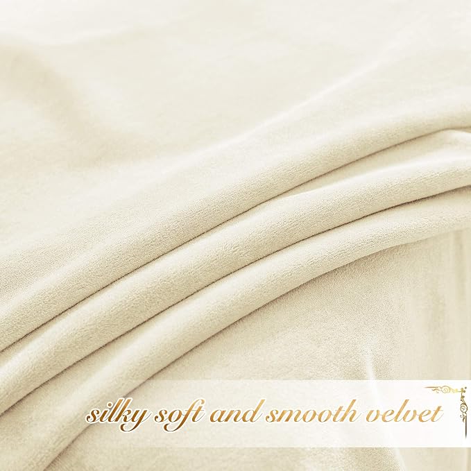 NICETOWN Ivory White Velvet Curtains 84 inches, Luxury Sound Reducing Heavy