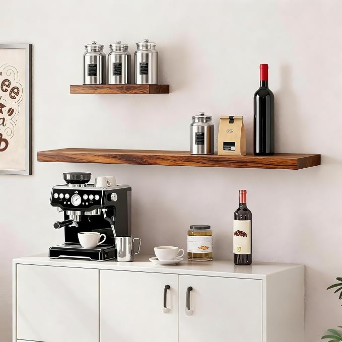 Vervida® Floating Shelves, 47.2 inch Wall Mounted Rustic Wood Shelves