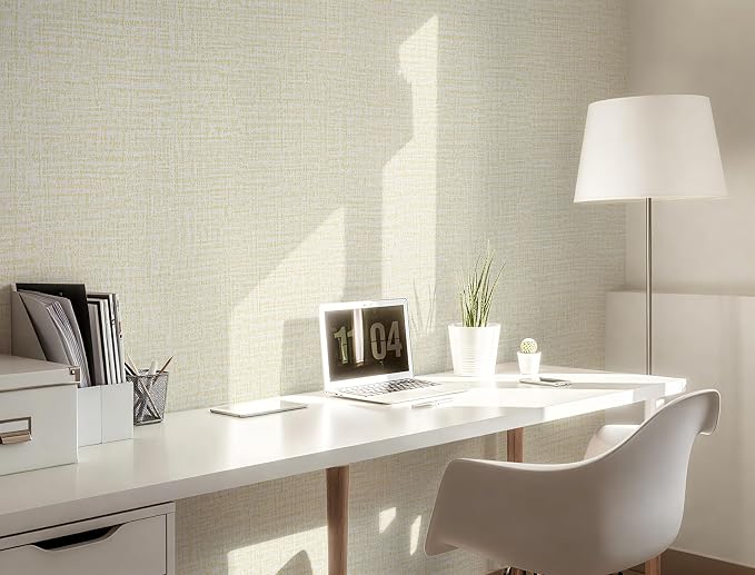 Guvana Grasscloth Peel and Stick Wallpaper Cream Textured Contact Paper Modern