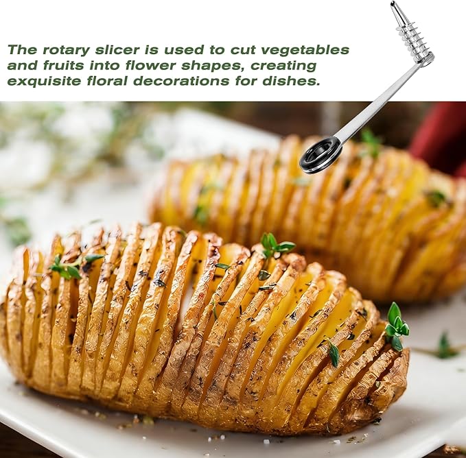 1 Pc Spiral Potato Cutter, Piranha Manual Spiral Screw Slicer for Vegetable, Stainless Steel Curly Fry Cutter, Spirals Slicer for Potatoes, Cucumbers and Carrots
