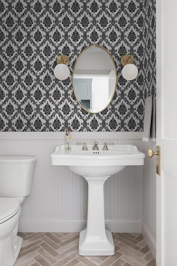 17.7" x118" Peel and Stick Wallpaper Black Wall Paper