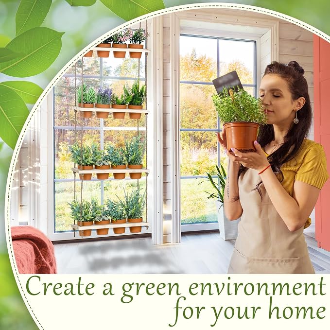 FillTouch 4 Tiered Window Plant Shelves Hanging Herb Planter Indoor Display