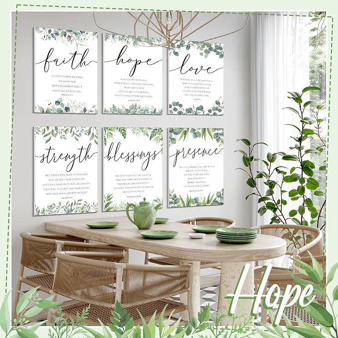 Sacubee 6 Pack Acoustic Christian Art Panels 12" x 16" Faith Hope Love