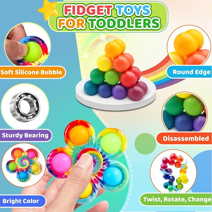 12Pack Sensory Autism Toys for Tollder Kids, Airplane Travel Road Trip Restaurant Toy for Age 3-5 5-7 Fidget Classroom Must Have Treasure Prize Autistic ADHD Easter Basket Stuffers Gifts
