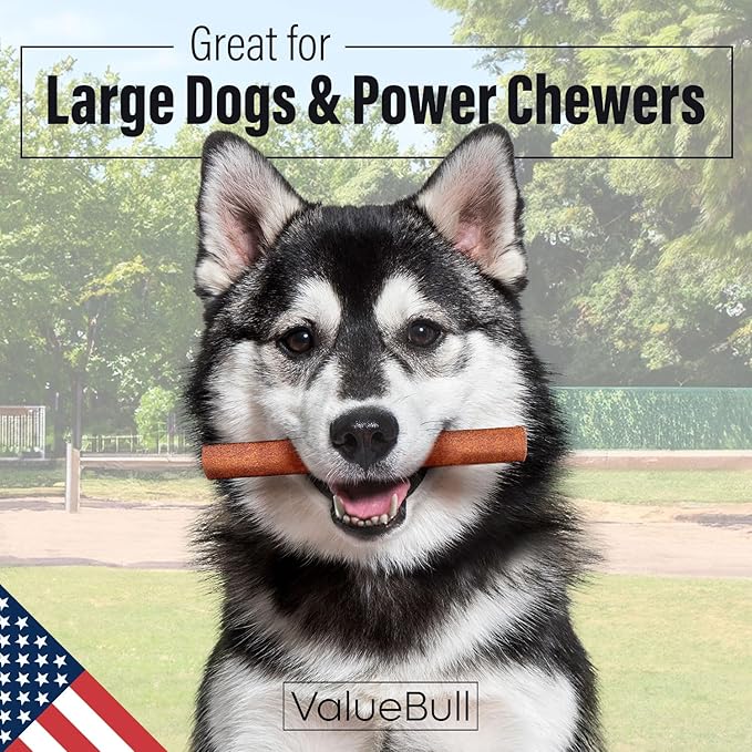 ValueBull USA Collagen Sticks for Dogs, 6 Inch Jumbo Chews, Natural Long-Lasting Dog Treats, 25 Count - Promotes Joint, Skin & Coat Health with Glucosamine and Chondroitin