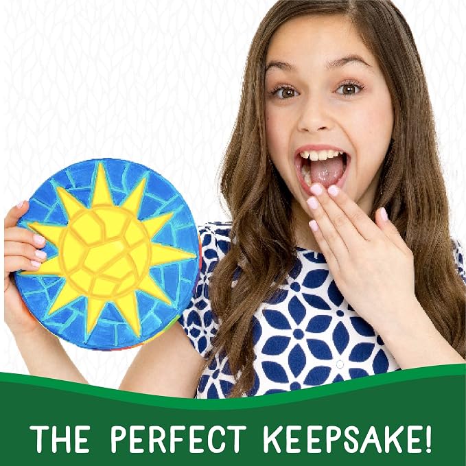 Creative Roots Mosaic Turtle, Hedgehog, & Sun - 3-Pack 7-Inch Ceramic Stepping Stones & 6 Vibrant Paints, Paint Your Own DIY Stepping Stones for Kids Ages 8+