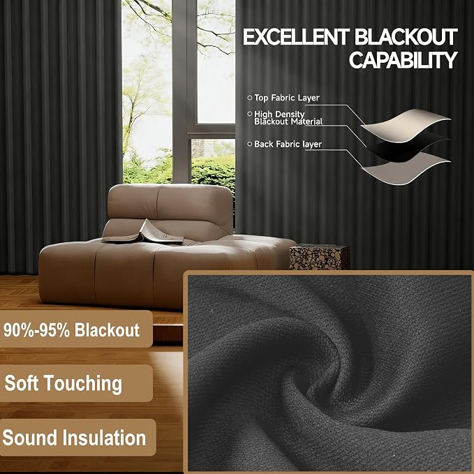 Room Divider Ceiling Curtains W/Flexible Track Sets, inch Extra Long Blackout
