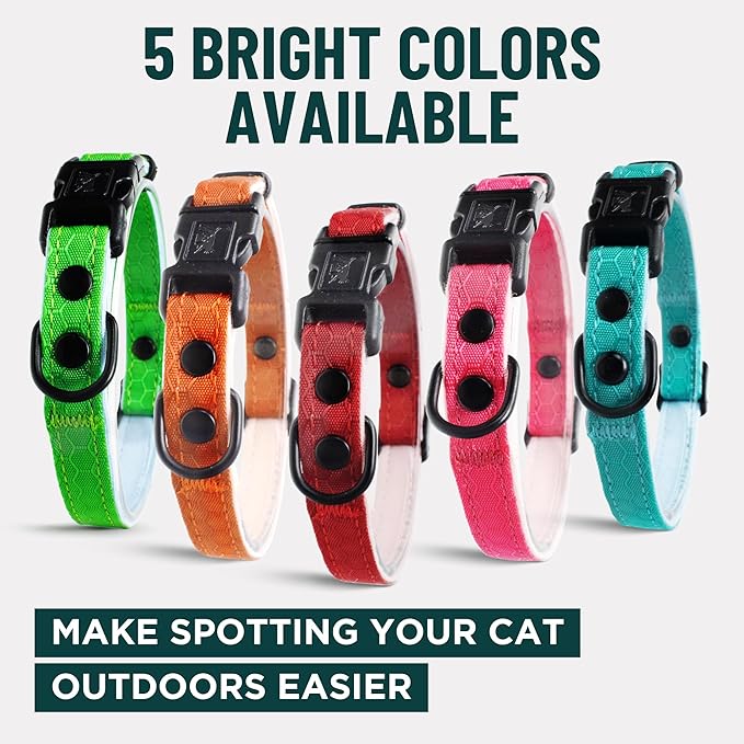 OutdoorBengal Blue Cat Collar Breakaway with Soft Padding for Medium to Large Cats - Durable Heavy Duty Tactical Fabric, Comfortable, Quick Release Breakaway Cat Collars, No Bell Collar (Blue, Adult)