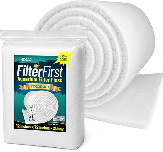 Aquatic Experts Aquarium Filter Floss for Fish Tank Filters - FilterFirst Aquarium Filter Pad - Media Roll for Crystal Clear Water, 12" x 72" by ½ to ¾ Thick