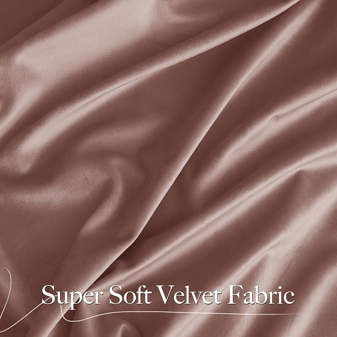 NICETOWN Dusty Pink Velvet Curtains 90 inches Long 2 Panels Set, Thermal