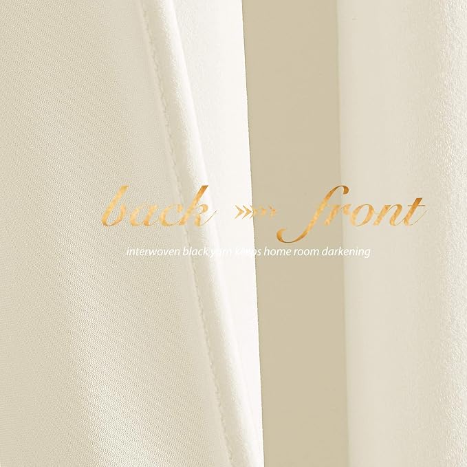 NICETOWN Ivory White Velvet Curtains 84 inches, Luxury Sound Reducing Heavy