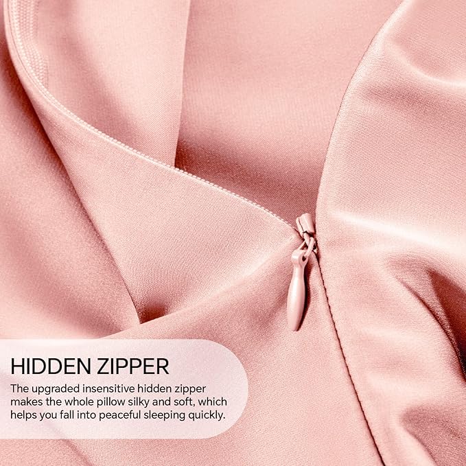 INFIIXSO Mulberry Silk Pillowcase for Hair and Skin, Silk Pillow Cases Queen with Hidden Zipper 20x30 Inches, Extraordinary Smooth and Soft Cooling Pillow Cases for Hot Sleepers(Rose Pink, 1 Pack)