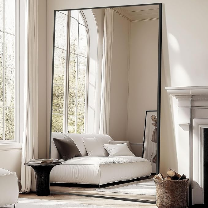 Oversized Standing Mirror Full Length, Hanging or Wall Mounted, Tempered Glass
