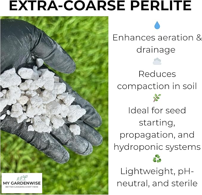 Perlite for Plants, Extra Coarse Grade 4 Horticultural Perlite, Organic Perlite for Gardening Indoor & Outdoor, Made in USA (3 quarts)