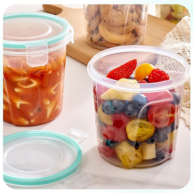 Vtopmart 6 Pack 24oz Soup Containers with Airtight Lids, Deli Containers for Take-out, Plastic Food Freezer Storage Containers for Meal Prep, Salad, Fruit, Lunch, Microwave/Dishwasher/Freezer Safe