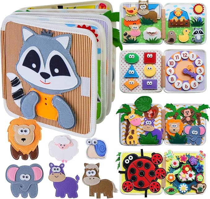 Busy Books for Toddlers 1-3, Montessori Toys, Sensory Activity Busy Boards | Toddler Toys, Felt Busy Books, Travel Toys for Boys and Girls, Gifts for Toddlers, Early Education Toys