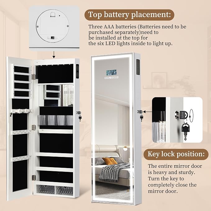 LED Mirror Jewelry Cabinet