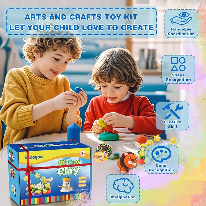 Ixiaoyoo Air Dry Clay, 64 Colors Foam Modeling Clay for School Projects | Safe & Non-Toxic, Soft, Non-Sticky, DIY Model Crafts Kids Toys for Home Party Favors, Birthday Gifts for Aged 3–12 Boys Girls