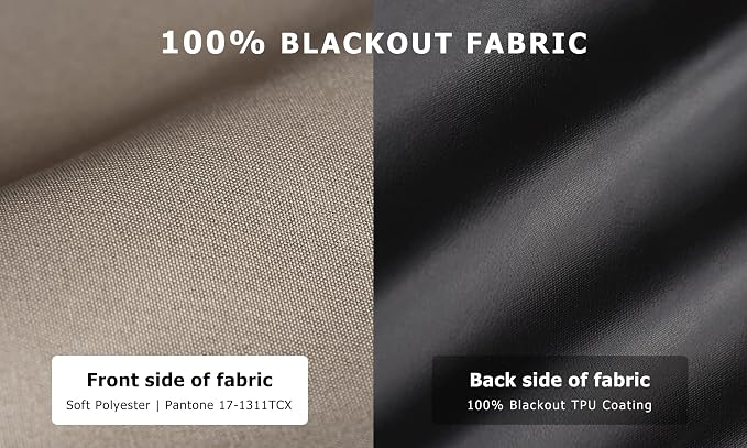 LazBlinds 100% Blackout Roller Shades, No Tools No Drill Cordless Blinds
