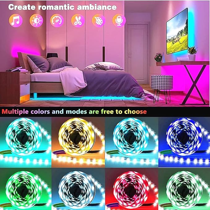 Tenmiro Led Lights for Bedroom 100ft Music Sync Color Changing Strip Lights