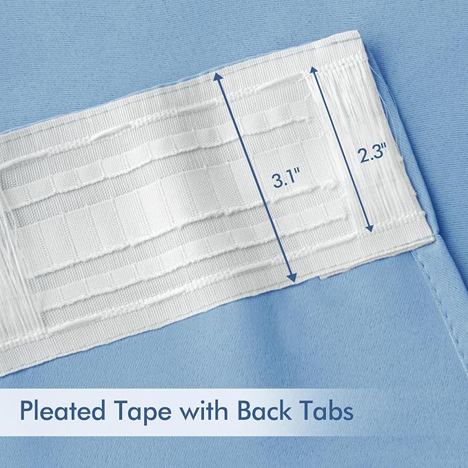 MIULEE Sky Blue Back Tab Blackout Curtains 108 Inch Long 2 Panels Set