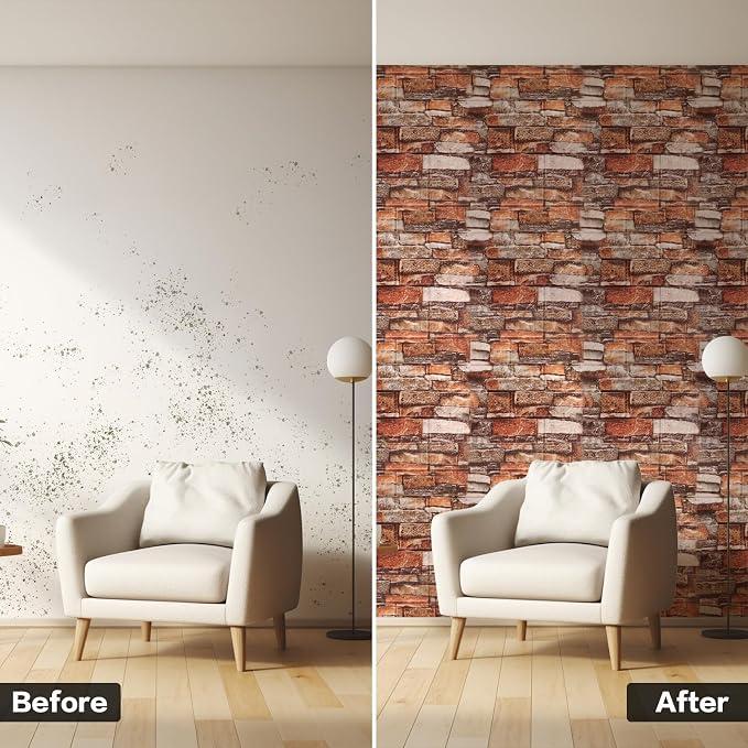10PCS 3D Wall Panels Peel and Stick Foam, Self-Adhesive Decorative 3D Brick