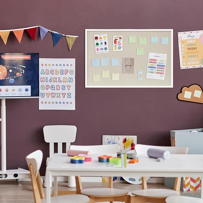 DAHAPYBOO Cork Board with Linen White 2Pack, Bulletin Board 36"x24" Hanging
