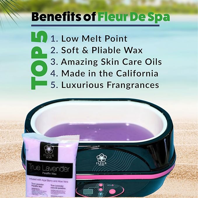 Premium Paraffin Wax Refills - Made in USA - Enhanced and Rich Oil Infusion of Coconut and Jojobo for Luxurious Spa and Home Use on Hands and Feet (True lavender, 1 pound)