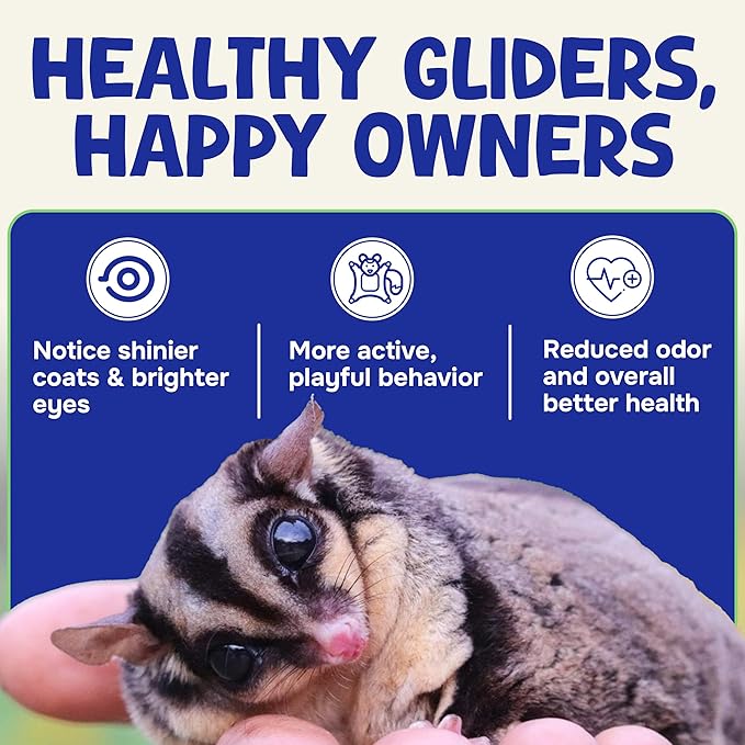 Happy Glider Premium Sugar Glider Food - High Protein, Calcium, Vitamins and Minerals, Complete Nutrition for Small Animals and Exotic Pets, 4 Months Supply - Fruity, 3 lbs