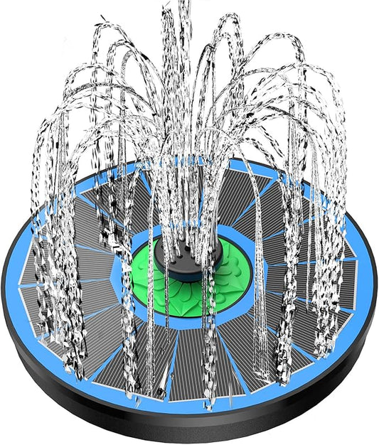 Yzert Solar Fountain Full Glass Panel No Battery, 3.5W Solar Bird Bath Fountains with 4 Fixed Rods & 7 Nozzles, Solar Fountain Pump for Bird Bath, Garden, Pond, Pool, Patio,Hummingbird